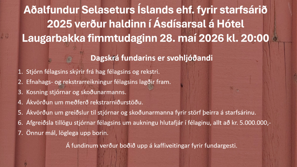 Aðalfundur Selaseturs Íslands