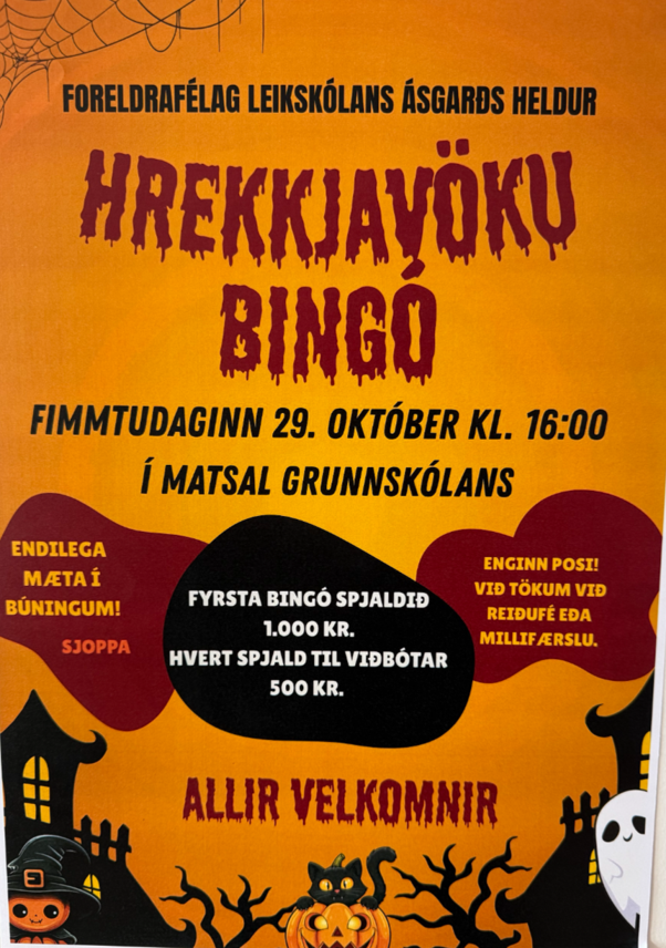 Hrekkjavökubingó foreldrafélags leikskólans