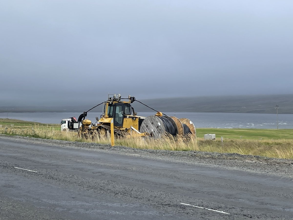 Frá framkvæmdum við rafstreng í Hrútafirði 2023