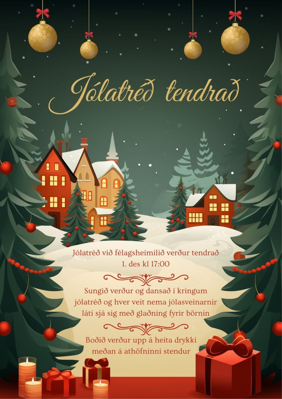 Jólatréð tendrað