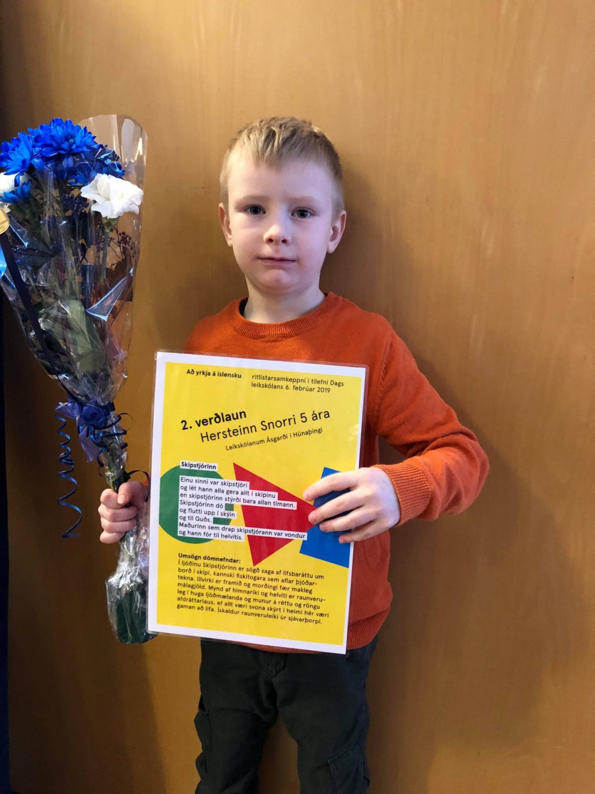 Hersteinn Snorri hlaut 2. verðlaun í ritlistarsamkeppni kennarasambandsins