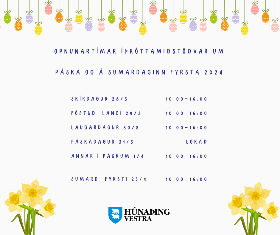Opnunartími íþróttamiðstöðvar um páska og á sumardginn fyrsta