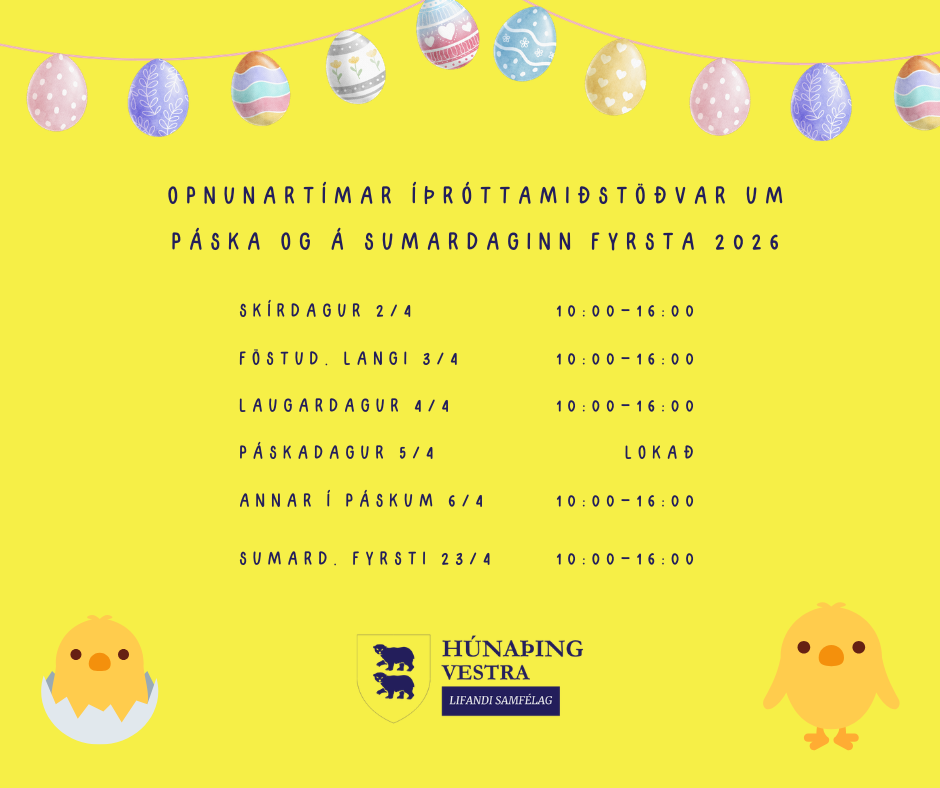 Opnunartímar íþróttamiðstövar um páskana og á sumardaginn fyrsta