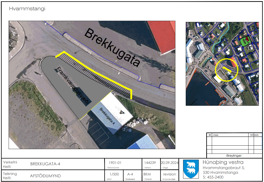 Tilkynning um þrengingu vegar við Brekkugötu 4