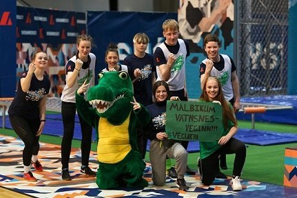 Lið Grunnskóla Húnaþings vestra í Skólahreysti ásamt stuðningsmönnum.