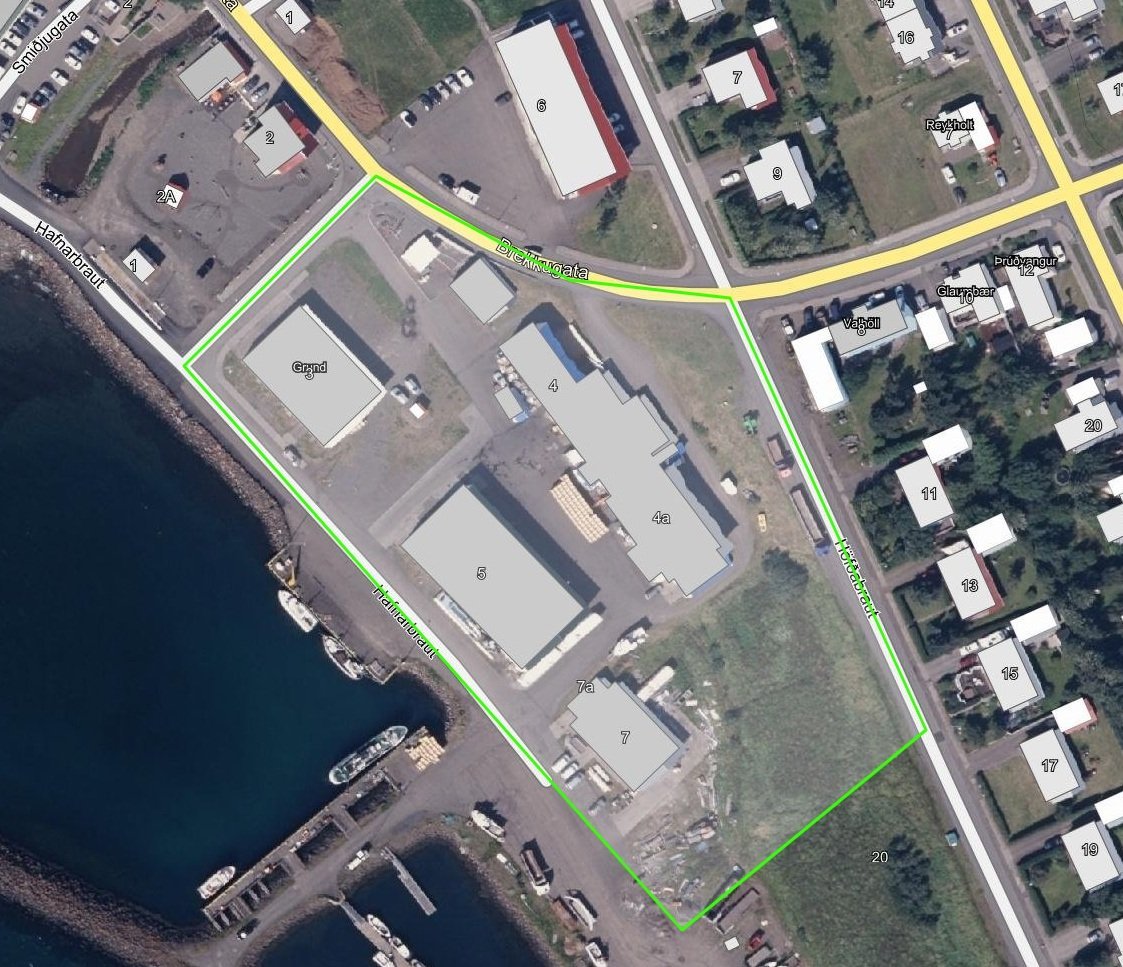 Truflun á vatnsflæði á Hafnarbraut 3-7