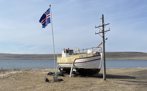 Við Byggðasafn Húnvetninga og Strandamanna að Reykjum í Hrútafirði.