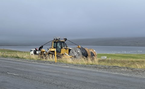 Frá framkvæmdum við rafstreng í Hrútafirði 2023