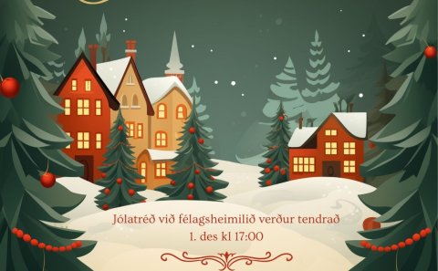 Jólatréð tendrað