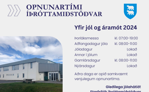 Opnunartími íþróttamiðstöðvar yfir jól og áramót
