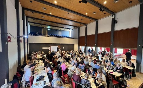 Hópurinn í Félagsheimilinu Hvammstanga. Mynd: Álfhildur Leifsdóttir.