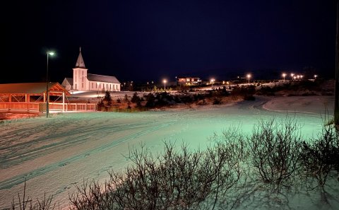 Lýsing við göngustíg meðfram Syðri Hvammsá, Hvammstanga.