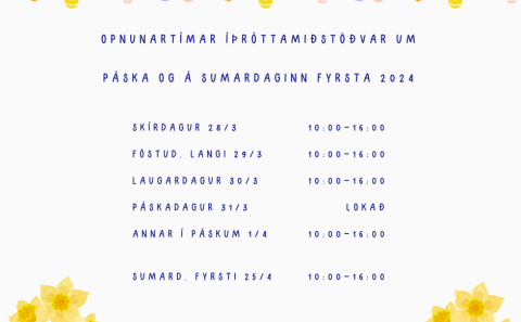 Opnunartími íþróttamiðstöðvar um páska og á sumardginn fyrsta