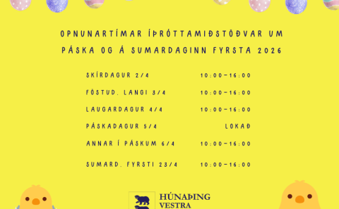 Opnunartímar íþróttamiðstövar um páskana og á sumardaginn fyrsta