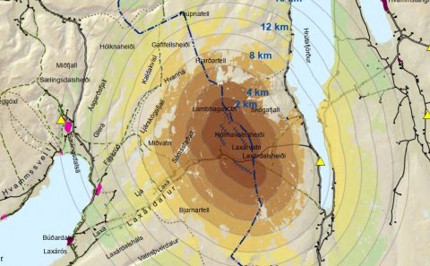 Mynd sýnir svæði mögulegs sýnileika